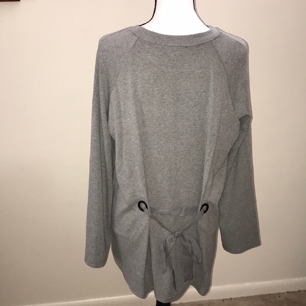 Tie back grey sweater